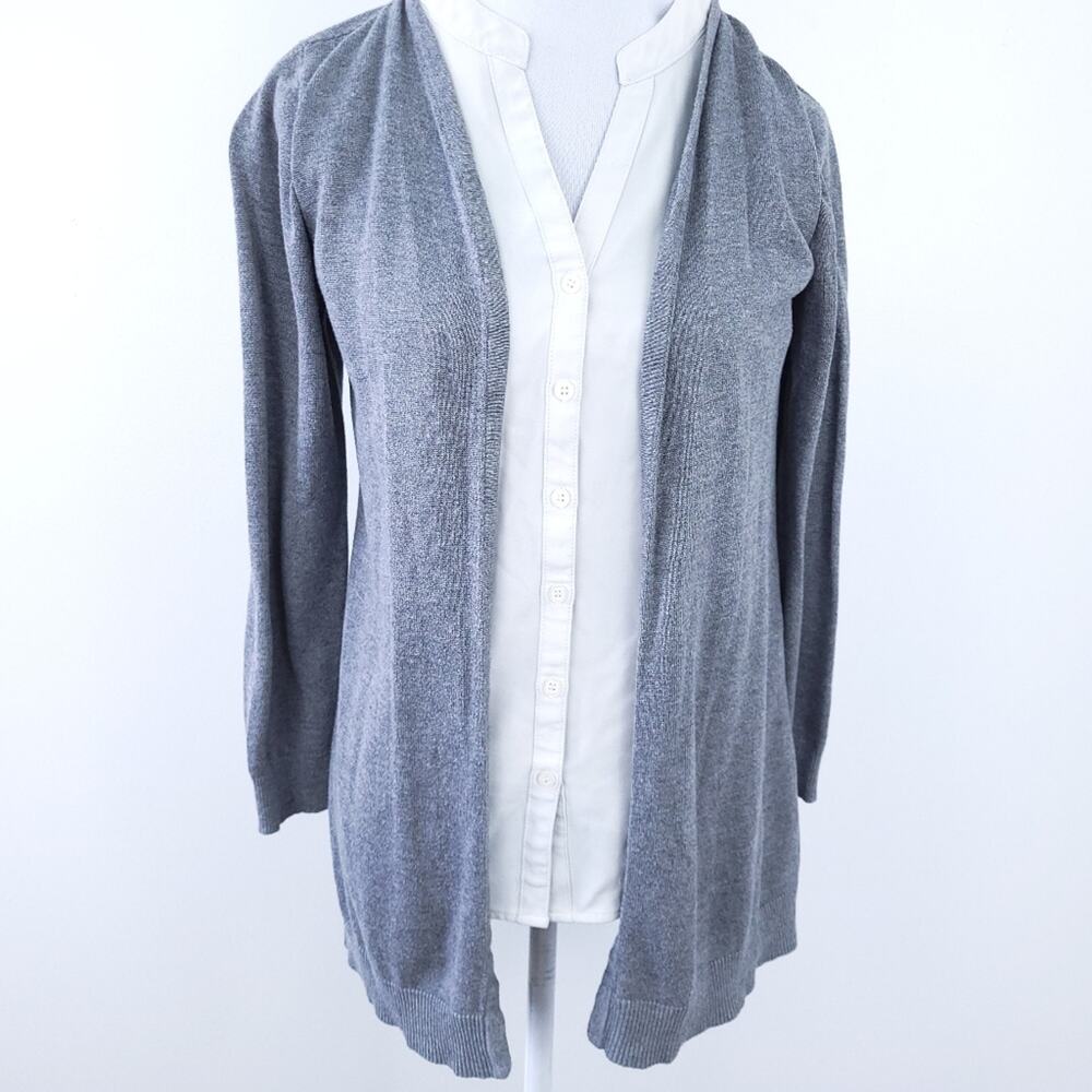 AB Studio Gray Sweater, Cream Button Up Blouse Small Career Casual Top